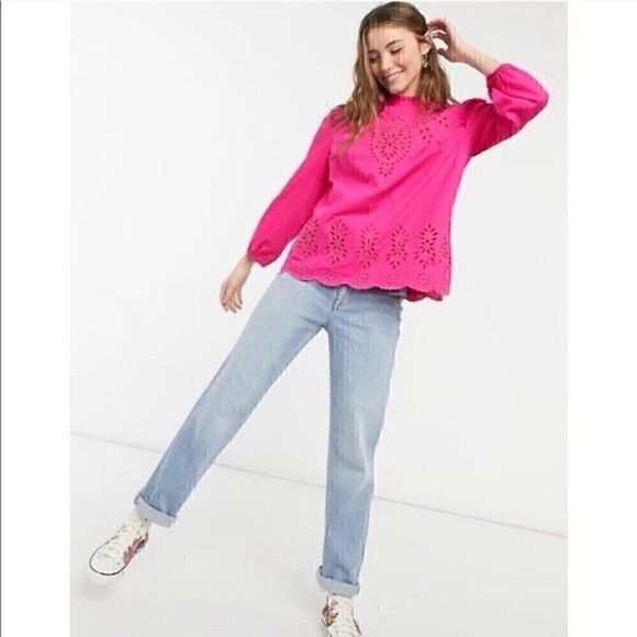 NWT J. Crew Eyelet Long Sleeve Top - Picture 2 of 6